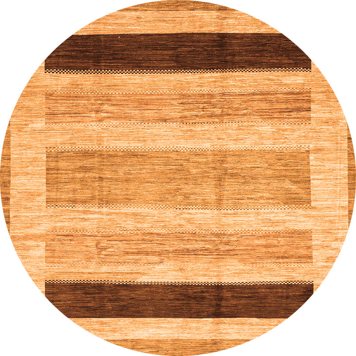 Round Machine Washable Abstract Orange Modern Area Rugs, wshabs3305org