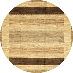 Round Abstract Chrome Gold Yellow Modern Rug, abs3305