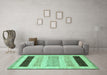 Machine Washable Abstract Turquoise Modern Area Rugs in a Living Room,, wshabs3305turq