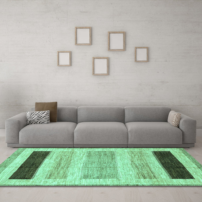 Machine Washable Abstract Turquoise Modern Area Rugs in a Living Room,, wshabs3305turq