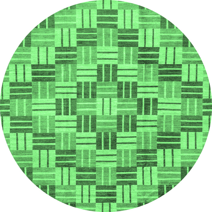 Round Machine Washable Abstract Emerald Green Modern Area Rugs, wshabs3306emgrn