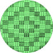 Round Machine Washable Abstract Emerald Green Modern Area Rugs, wshabs3306emgrn