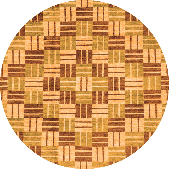 Round Machine Washable Abstract Orange Modern Area Rugs, wshabs3306org