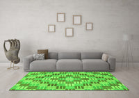 Machine Washable Abstract Green Modern Rug, wshabs3306grn