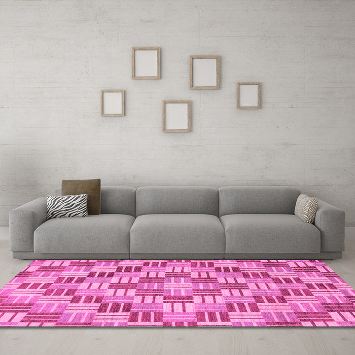 Machine Washable Abstract Pink Modern Rug in a Living Room, wshabs3306pnk