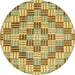 Round Machine Washable Abstract Gen Brown Yellow Rug, wshabs3306