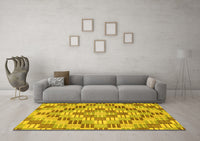 Machine Washable Abstract Yellow Modern Rug, wshabs3306yw