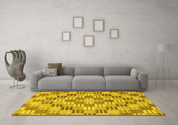 Machine Washable Abstract Yellow Modern Rug in a Living Room, wshabs3306yw