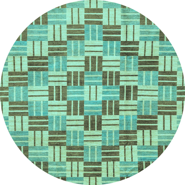Round Abstract Light Blue Modern Rug, abs3306lblu