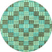 Round Abstract Light Blue Modern Rug, abs3306lblu