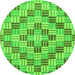 Round Machine Washable Abstract Green Modern Area Rugs, wshabs3306grn