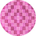 Round Machine Washable Abstract Pink Modern Rug, wshabs3306pnk