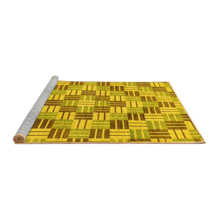 Sideview of Machine Washable Abstract Yellow Modern Rug, wshabs3306yw