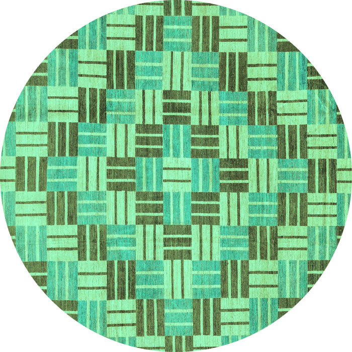 Round Abstract Turquoise Modern Rug, abs3306turq