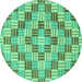 Round Abstract Turquoise Modern Rug, abs3306turq