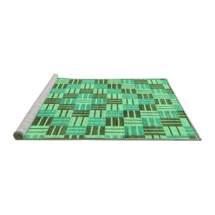 Sideview of Machine Washable Abstract Turquoise Modern Area Rugs, wshabs3306turq