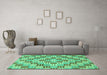 Machine Washable Abstract Turquoise Modern Area Rugs in a Living Room,, wshabs3306turq