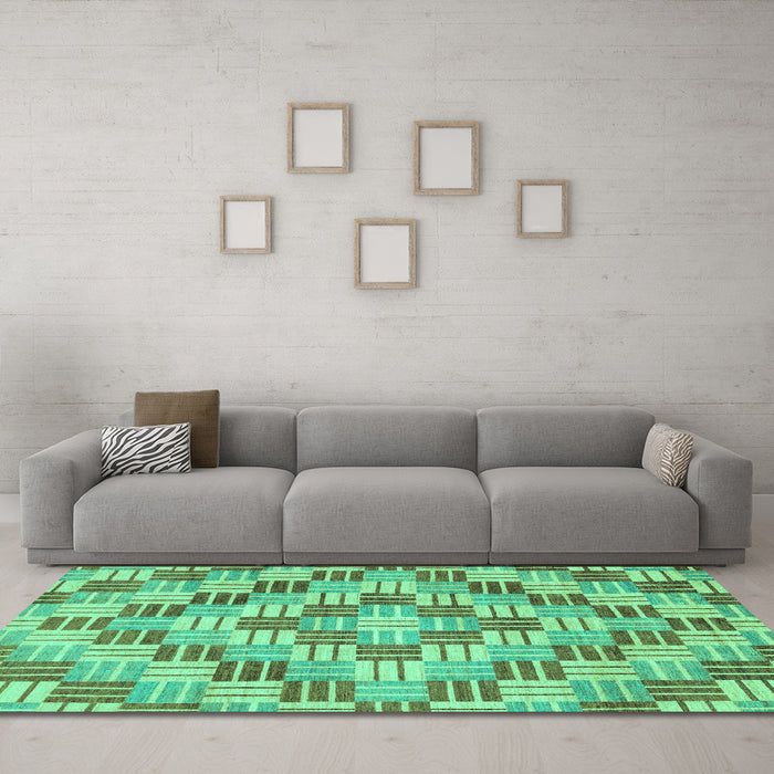 Machine Washable Abstract Turquoise Modern Area Rugs in a Living Room,, wshabs3306turq