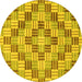 Round Machine Washable Abstract Yellow Modern Rug, wshabs3306yw