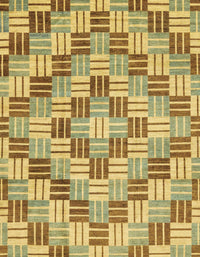 Machine Washable Abstract Gen Brown Yellow Rug, wshabs3306