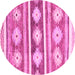 Round Machine Washable Abstract Pink Modern Rug, wshabs3307pnk