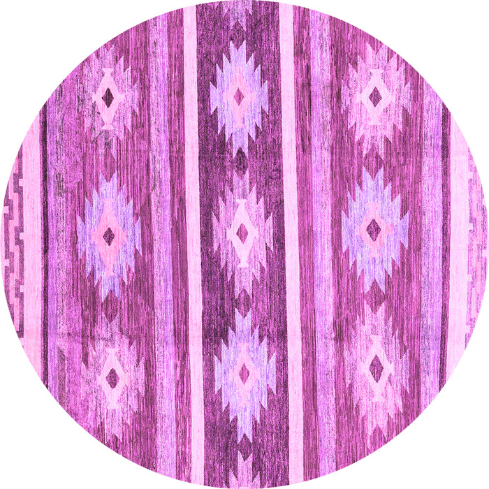 Round Machine Washable Abstract Purple Modern Area Rugs, wshabs3307pur