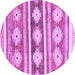 Round Machine Washable Abstract Purple Modern Area Rugs, wshabs3307pur