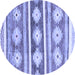 Round Abstract Blue Modern Rug, abs3307blu