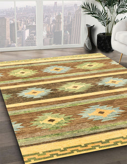 Abstract Chrome Gold Yellow Modern Rug in Family Room, abs3307