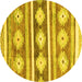 Round Machine Washable Abstract Yellow Modern Rug, wshabs3307yw