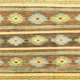 Square Machine Washable Abstract Chrome Gold Yellow Rug, wshabs3307