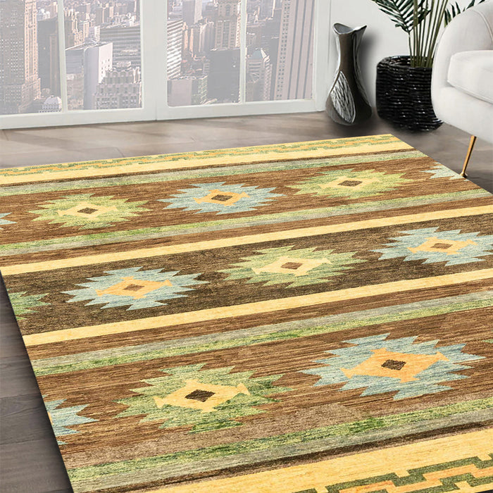 Abstract Chrome Gold Yellow Modern Rug in Family Room, abs3307
