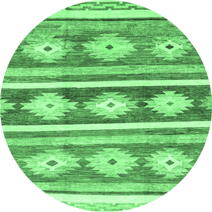 Round Abstract Emerald Green Modern Rug, abs3307emgrn