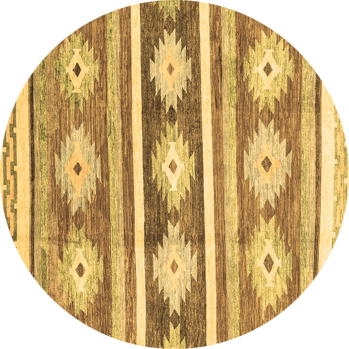 Round Abstract Brown Modern Rug, abs3307brn
