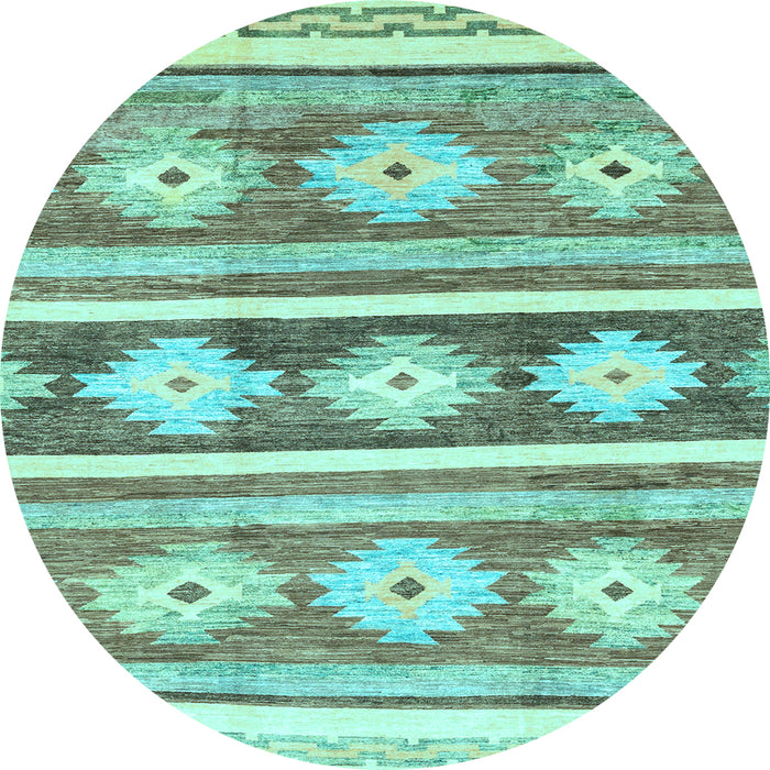 Round Abstract Light Blue Modern Rug, abs3307lblu