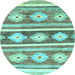 Round Abstract Light Blue Modern Rug, abs3307lblu