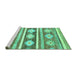 Sideview of Machine Washable Abstract Turquoise Modern Area Rugs, wshabs3307turq