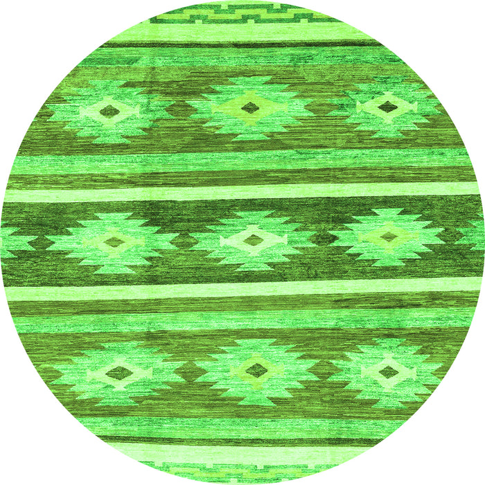 Round Abstract Green Modern Rug, abs3307grn