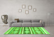 Machine Washable Abstract Green Modern Area Rugs in a Living Room,, wshabs3307grn