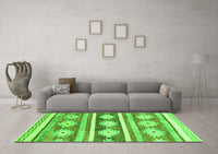 Machine Washable Abstract Green Modern Rug, wshabs3307grn