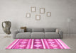 Machine Washable Abstract Pink Modern Rug in a Living Room, wshabs3307pnk