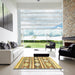 Square Abstract Chrome Gold Yellow Modern Rug in a Living Room, abs3307