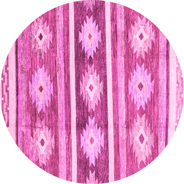 Round Abstract Pink Modern Rug, abs3307pnk