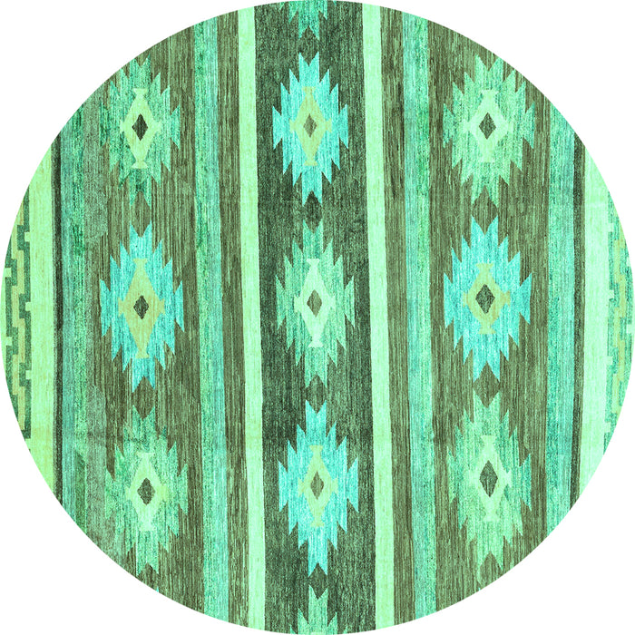 Round Abstract Turquoise Modern Rug, abs3307turq