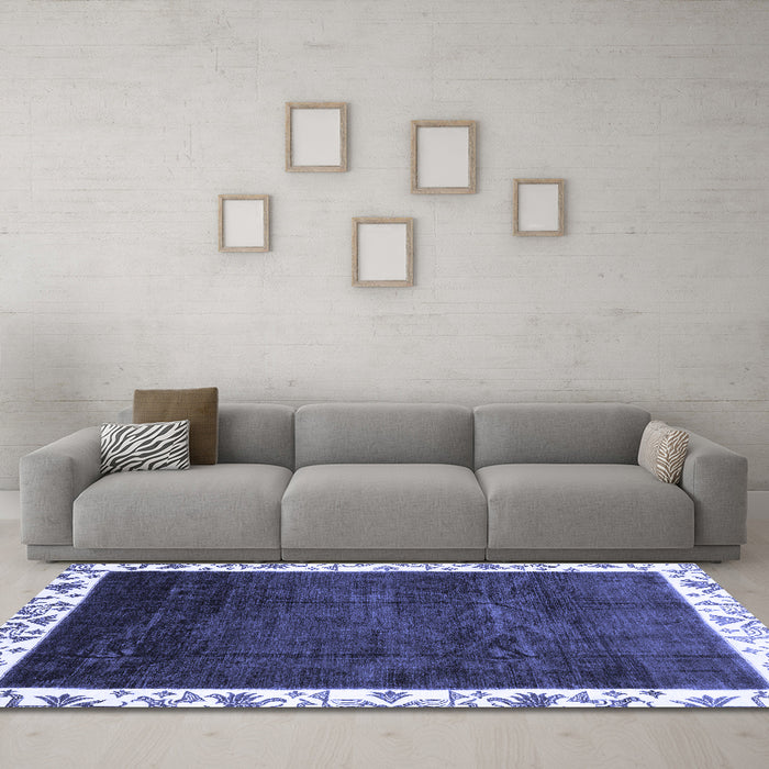Machine Washable Abstract Blue Modern Rug in a Living Room, wshabs3308blu