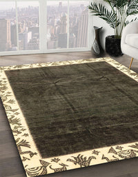 Abstract Chocolate Brown Modern Rug, abs3308