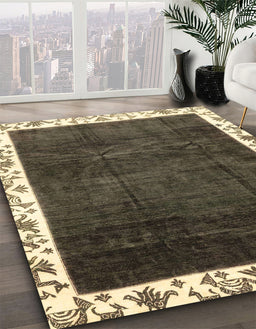 Abstract Chocolate Brown Modern Rug in Family Room, abs3308