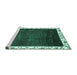 Sideview of Machine Washable Abstract Turquoise Modern Area Rugs, wshabs3308turq