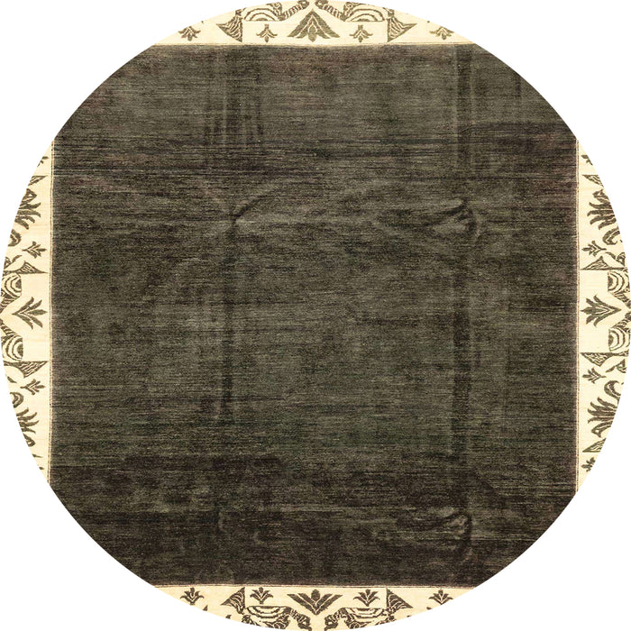 Round Abstract Chocolate Brown Modern Rug, abs3308