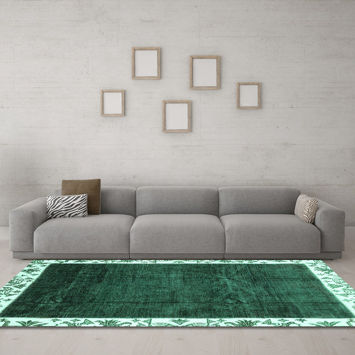 Machine Washable Abstract Turquoise Modern Area Rugs in a Living Room,, wshabs3308turq